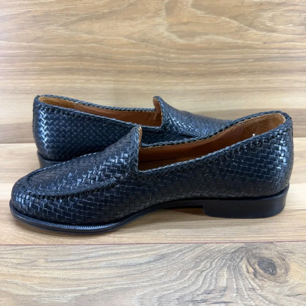 ET Wright Masters Collection Woven Loafers Mens 8 EE Black Leather Perf Modern